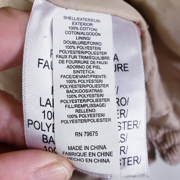 Lucky Brand Womens Large Long Corduroy Jacket Faux Fur Collar Tan Button Front - Picture 9 of 10